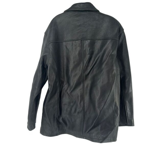 Roundtree Yorke Lambskin Leather Jacket Black Full Zip Collared Mens Size Large - Picture 3 of 15